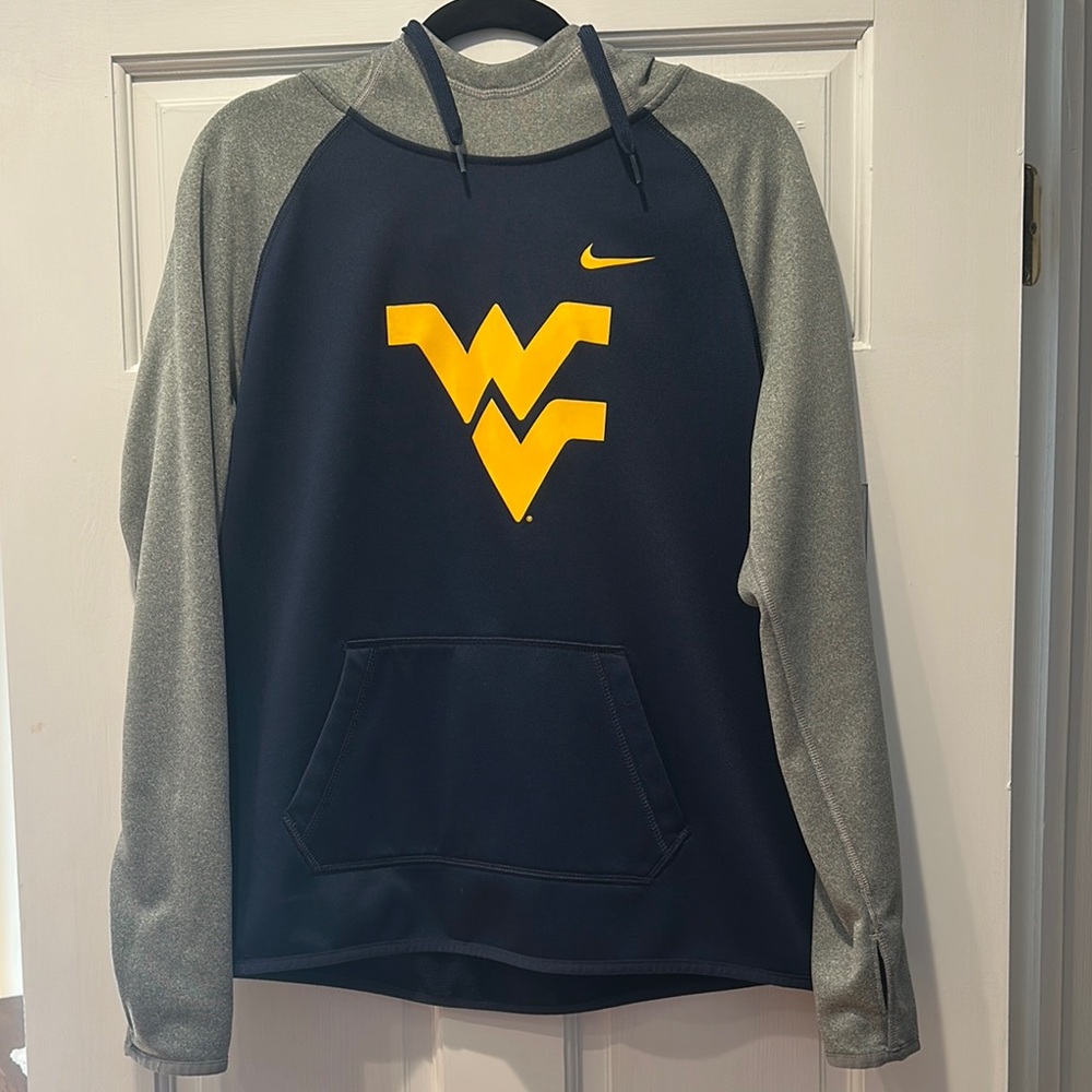 Nike Navy and Gray Hoodie with Yellow Logo